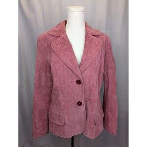 Cherokee‎ Women's Large Genuine Suede Leather Jacket Pink Y2K Cottage Aesthetic